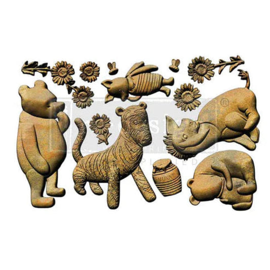 Olde Bear Lane silicone mould by Redesign with Prima. 5" x 8" with woodland bear & forest designs. Food-safe, resin, clay, chocolate, candy & crafts.