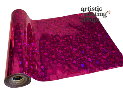 PINK DOTTIE HOLOGRAM - Rub On Metallic Foil by APS - Textile Friendly