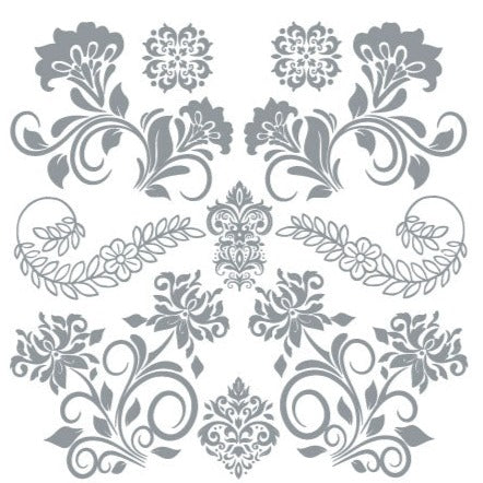 Rococo Silver - 30cm x 30cm x 2 Sheets - Hokus Pokus Rub On Decor Transfer Decal