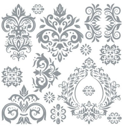 Rococo Silver - 30cm x 30cm x 2 Sheets - Hokus Pokus Rub On Decor Transfer Decal