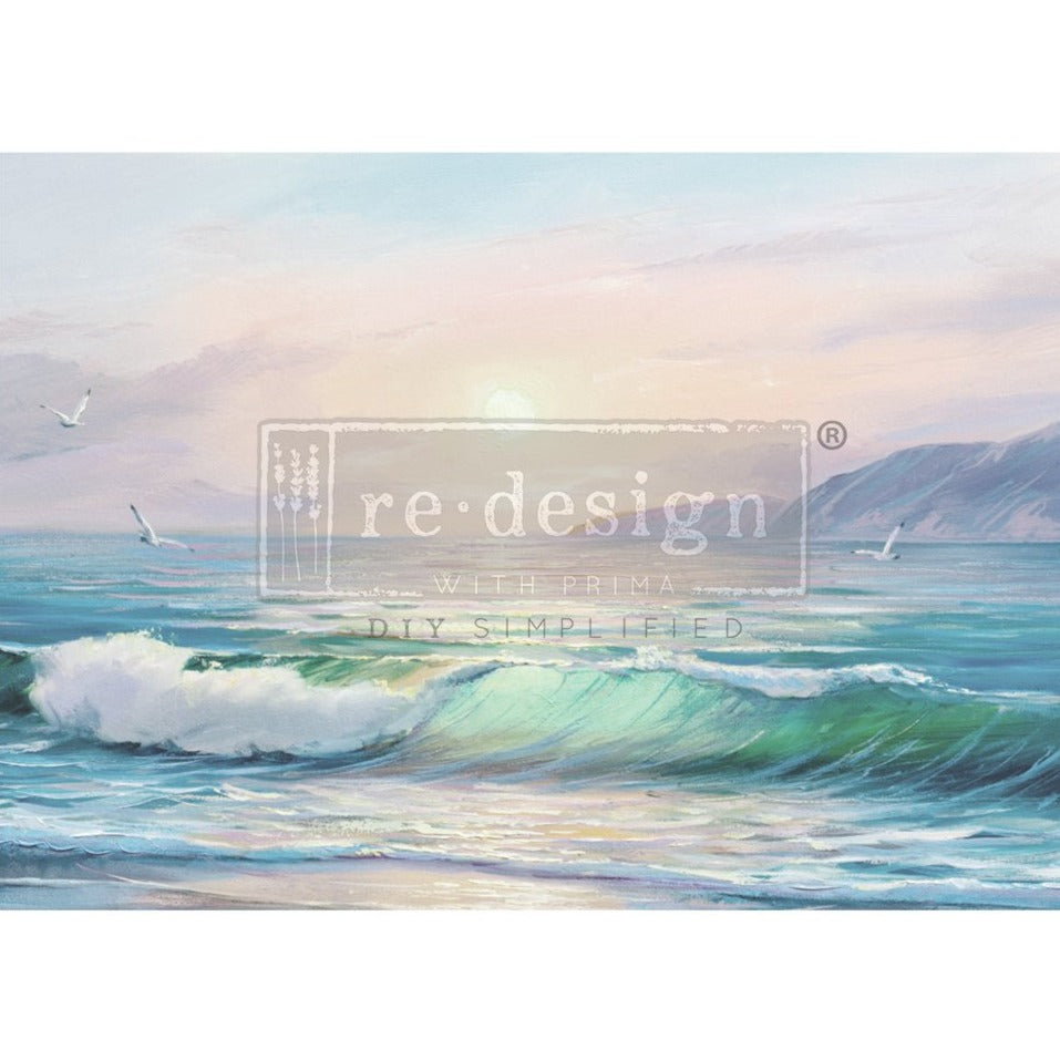 TRANQUIL TIDES - A1 Fiber Paper for Decoupage - LARGE - 59.4cm x 84.1cm - Re-Design with Prima