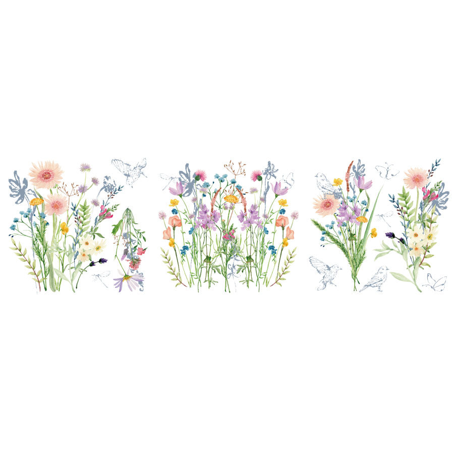 Wild Gardens - 31.5cm x 30cm x 3 Sheets - Hokus Pokus Rub On Decor Transfer Decal