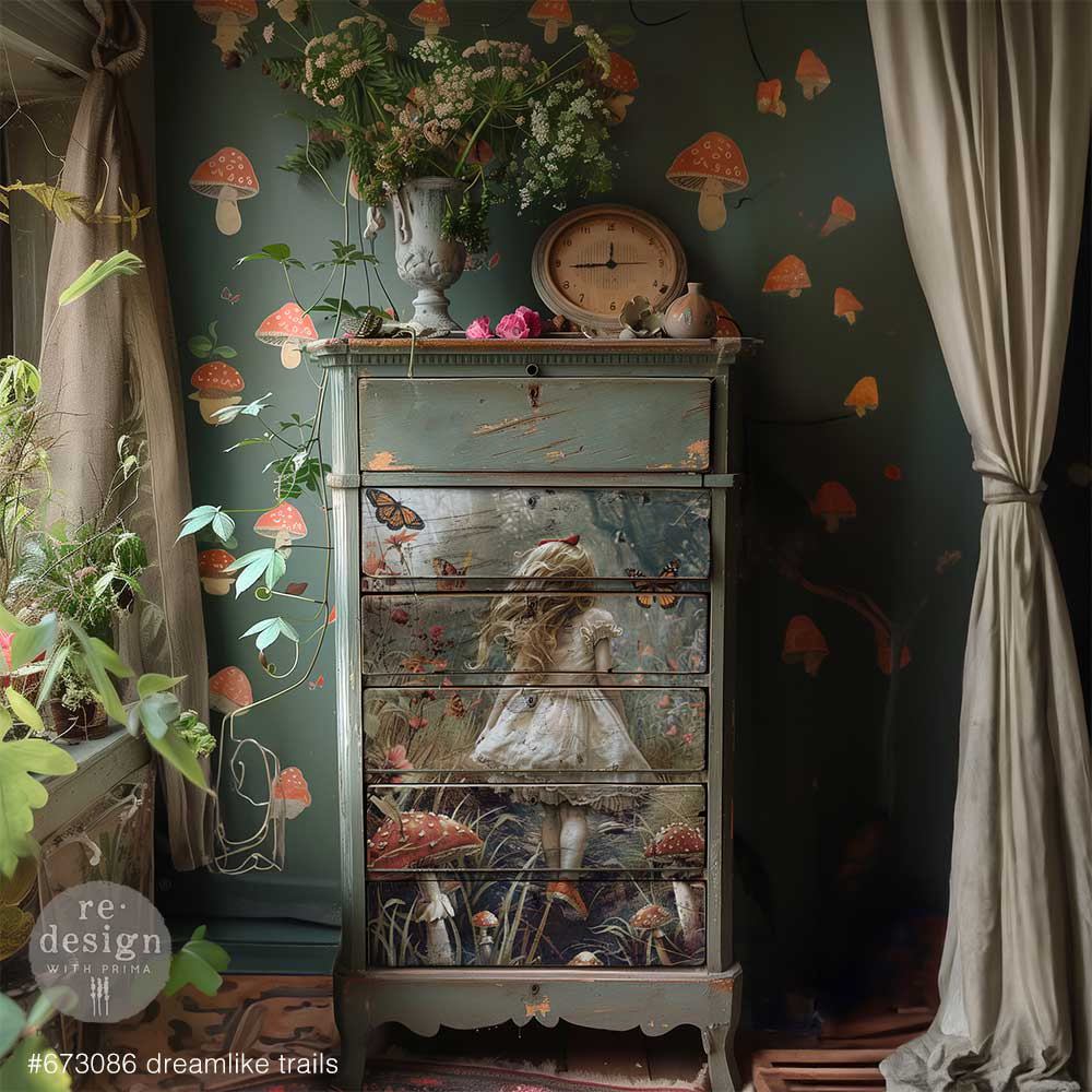A1 Fiber Paper for Decoupage - Dreamlike Trails - Lost In Wonderland - 59.4cm x 84.1cm - Re-Design with Prima - Decoupage - Baillea's Interiors -