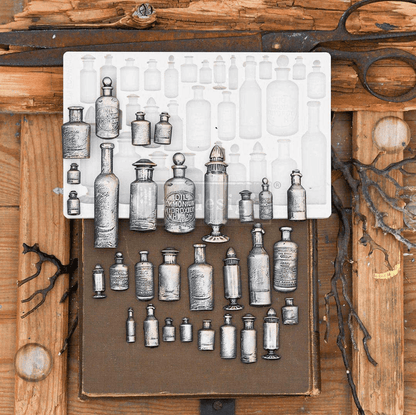 APOTHECARY BOTTLES Decor Mould Re-Design with Prima 8" x 5" - Moulds - Baillea's Interiors -