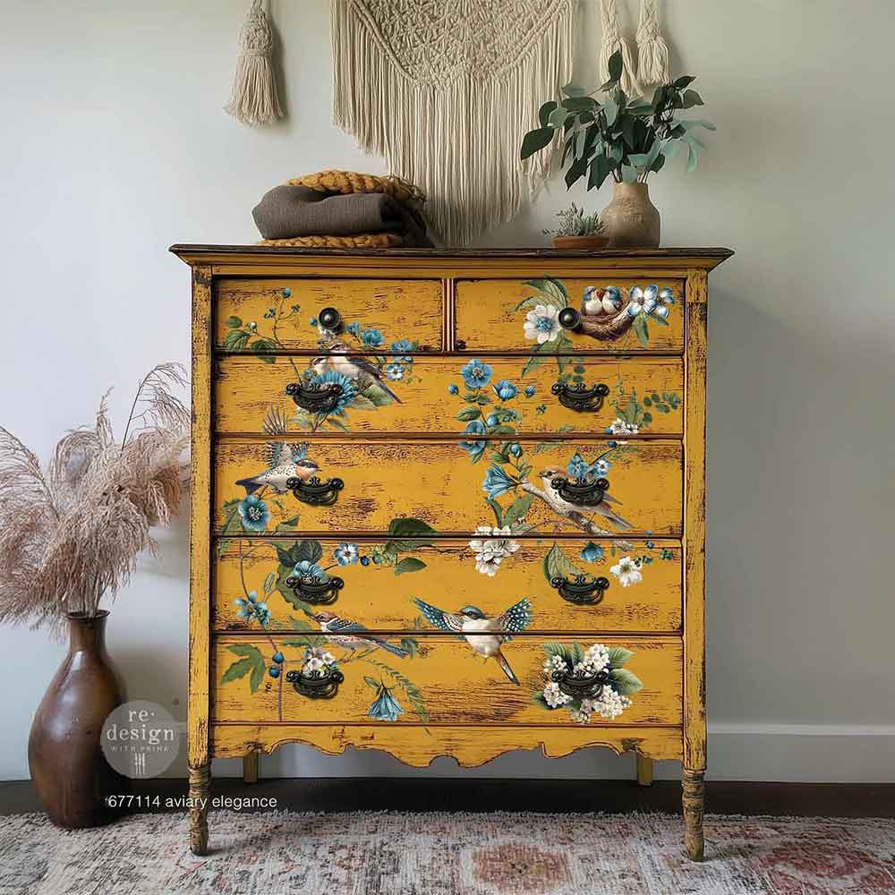 Aviary Elegance - 24" x 35" - Redesign with Prima - Decor Transfer Decal - Furniture Transfer - Baillea's Interiors -