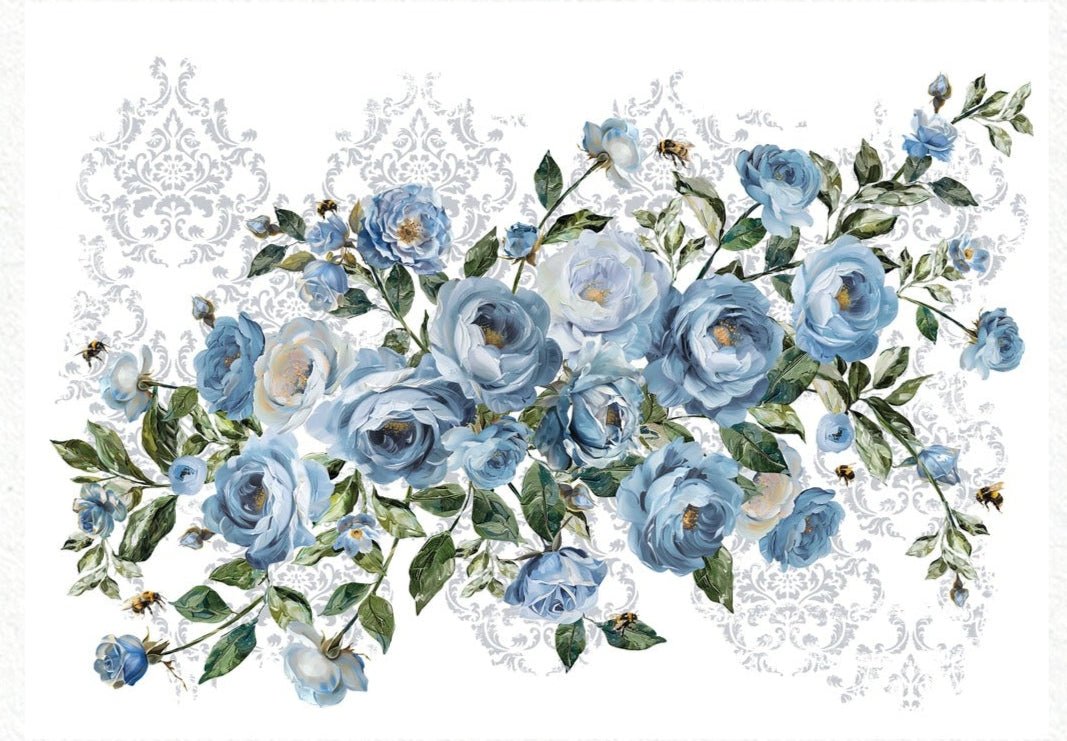 Azure Blossom - 24" x 35" - Redesign Decor Transfer Decal - Furniture Transfer - Baillea's Interiors -