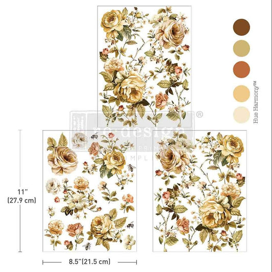 Belle Epoque Blooms - 3 sheets - 21.5cm x 27.9cm each - Redesign with Prima Decor Transfer Decal - Furniture Transfer - Baillea's Interiors -
