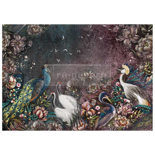 BIRDS AND BLOOMS - A1 Fiber Paper for Decoupage - LARGE - 59.4cm x 84.1cm - Re-Design with Prima