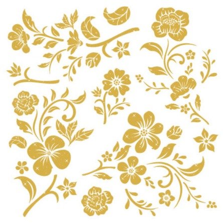 Blooms Gold- 30cm x 30cm x 2 Sheets - Hokus Pokus Rub On Decor Transfer Decal - Furniture Transfer - Baillea's Interiors -