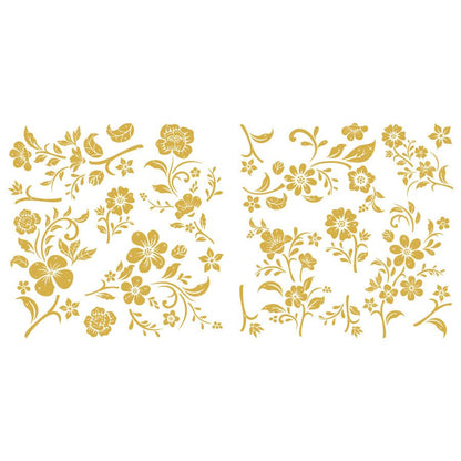 Blooms Gold- 30cm x 30cm x 2 Sheets - Hokus Pokus Rub On Decor Transfer Decal - Furniture Transfer - Baillea's Interiors -