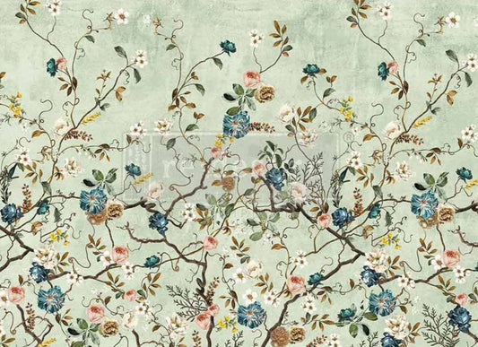 Blossom Perch - (reversible) A1 Rice Paper for Decoupage - LARGE - 59.4cm x 84.1cm - Re-Design with Prima - Decoupage - Baillea's Interiors -