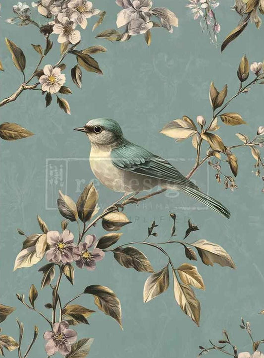 Blue Song - (reversible) A1 Rice Paper for Decoupage - LARGE - 59.4cm x 84.1cm - Re-Design with Prima - Decoupage - Baillea's Interiors -