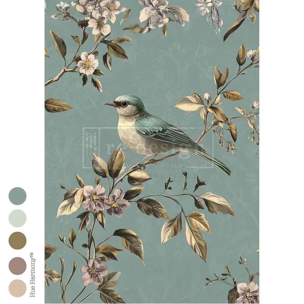 Blue Song - (reversible) A1 Rice Paper for Decoupage - LARGE - 59.4cm x 84.1cm - Re-Design with Prima - Decoupage - Baillea's Interiors -