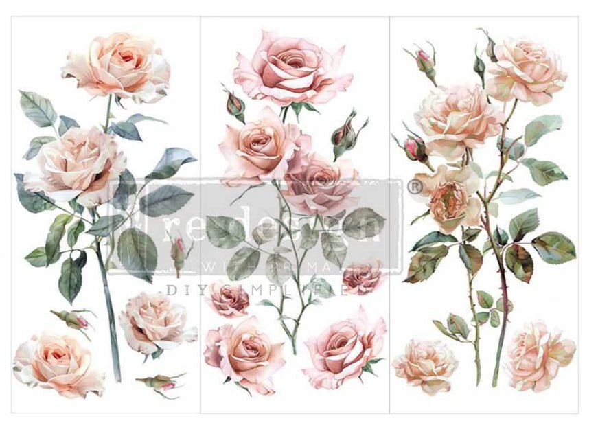 Blush Symphony- 3 sheets - 15cm x 30cm each - Redesign Decor Transfer Decal - Furniture Transfer - Baillea's Interiors -