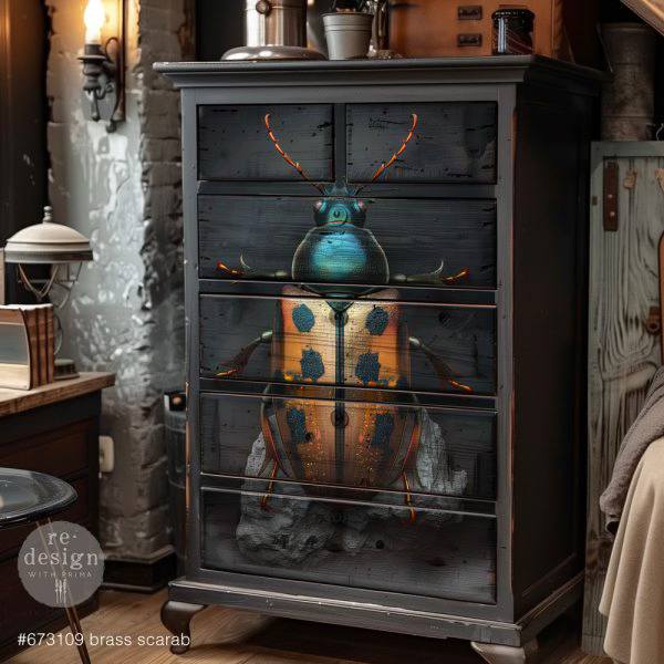 BRASS SCARAB - A1 Fiber Paper for Decoupage - LARGE - 59.4cm x 84.1cm - Re-Design with Prima - Decoupage - Baillea's Interiors -