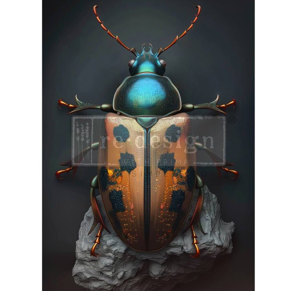 BRASS SCARAB - A1 Fiber Paper for Decoupage - LARGE - 59.4cm x 84.1cm - Re-Design with Prima - Decoupage - Baillea's Interiors -