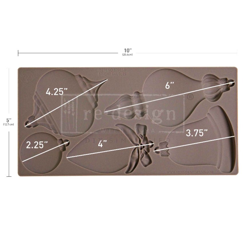 Bright Baubles Decor Mould Re-Design with Prima 5" x 10" - Moulds - Baillea's Interiors -