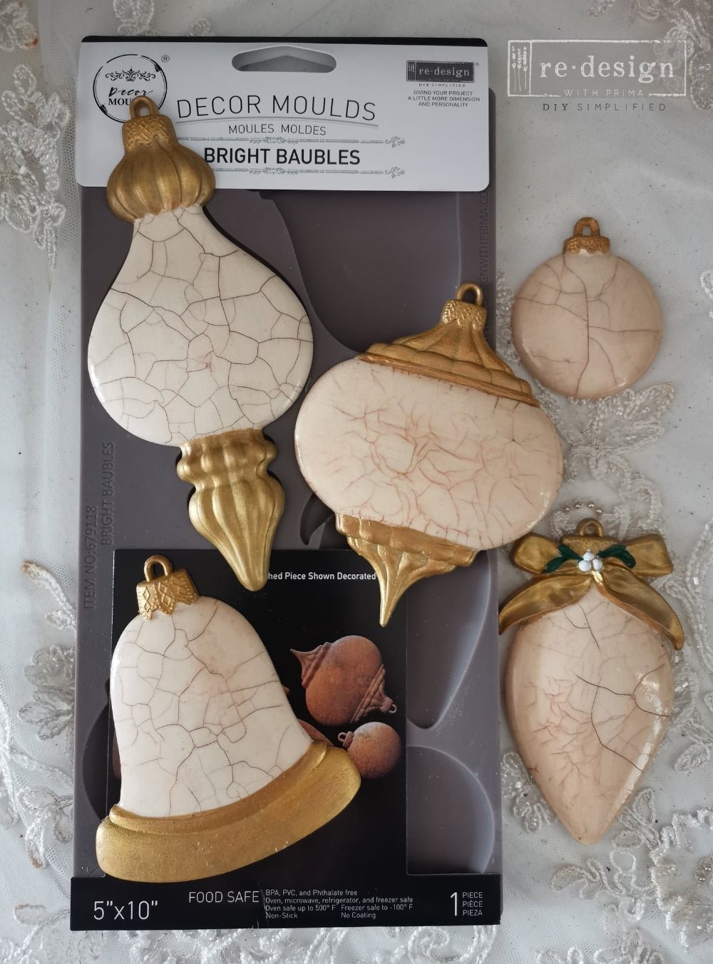 Bright Baubles Decor Mould Re-Design with Prima 5" x 10" - Moulds - Baillea's Interiors -