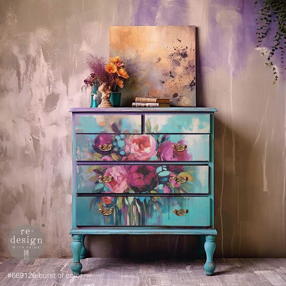 Burst Of Colour - A1 Fiber Paper for Decoupage - LARGE - 59.4cm x 84.1cm - Re-Design with Prima - Decoupage - Baillea's Interiors -