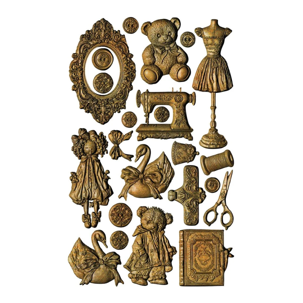 Buttons & Keepsakes silicone mould by Prima Marketing, 5" x 8", detailed casting design