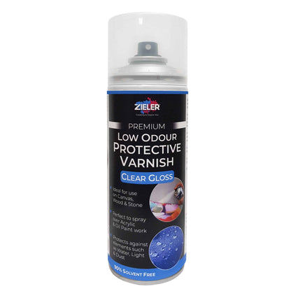Premium Low Odour Protective Varnish Spray - Clear Gloss (400ml) - by Zieler (UK Only)