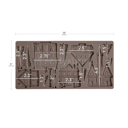 Christmas Village Silicone Mould - ReDesign with Prima - 5" x 10" - Moulds - Baillea's Interiors -