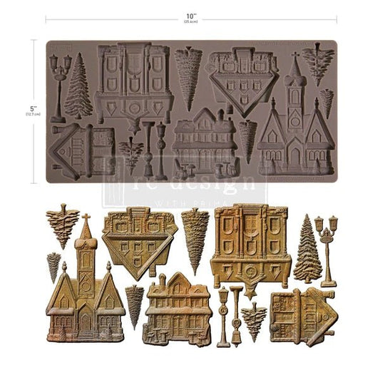 Christmas Village Silicone Mould - ReDesign with Prima - 5" x 10" - Moulds - Baillea's Interiors -