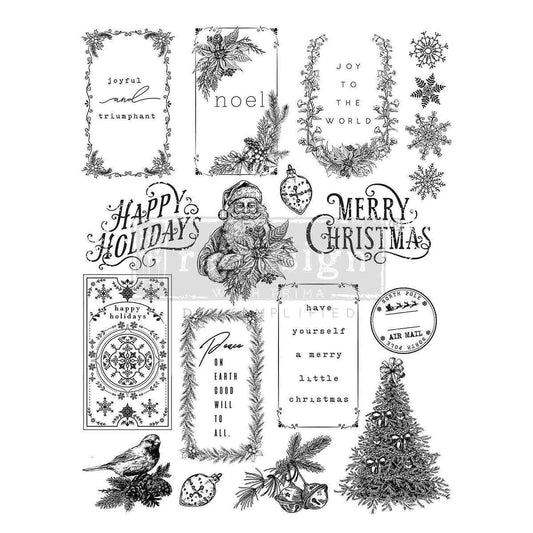 Clear Cling Decor Stamp - Santas Helper Tags - ReDesign with Prima - 18 piece - Stamp - Baillea's Interiors -