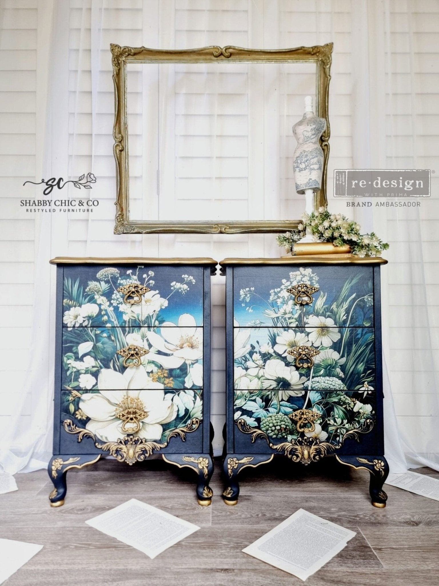 Contrast of Night and Petal - A1 Fiber Paper for Decoupage - LARGE - 59.4cm x 84.1cm - Re-Design with Prima - Decoupage - Baillea's Interiors -