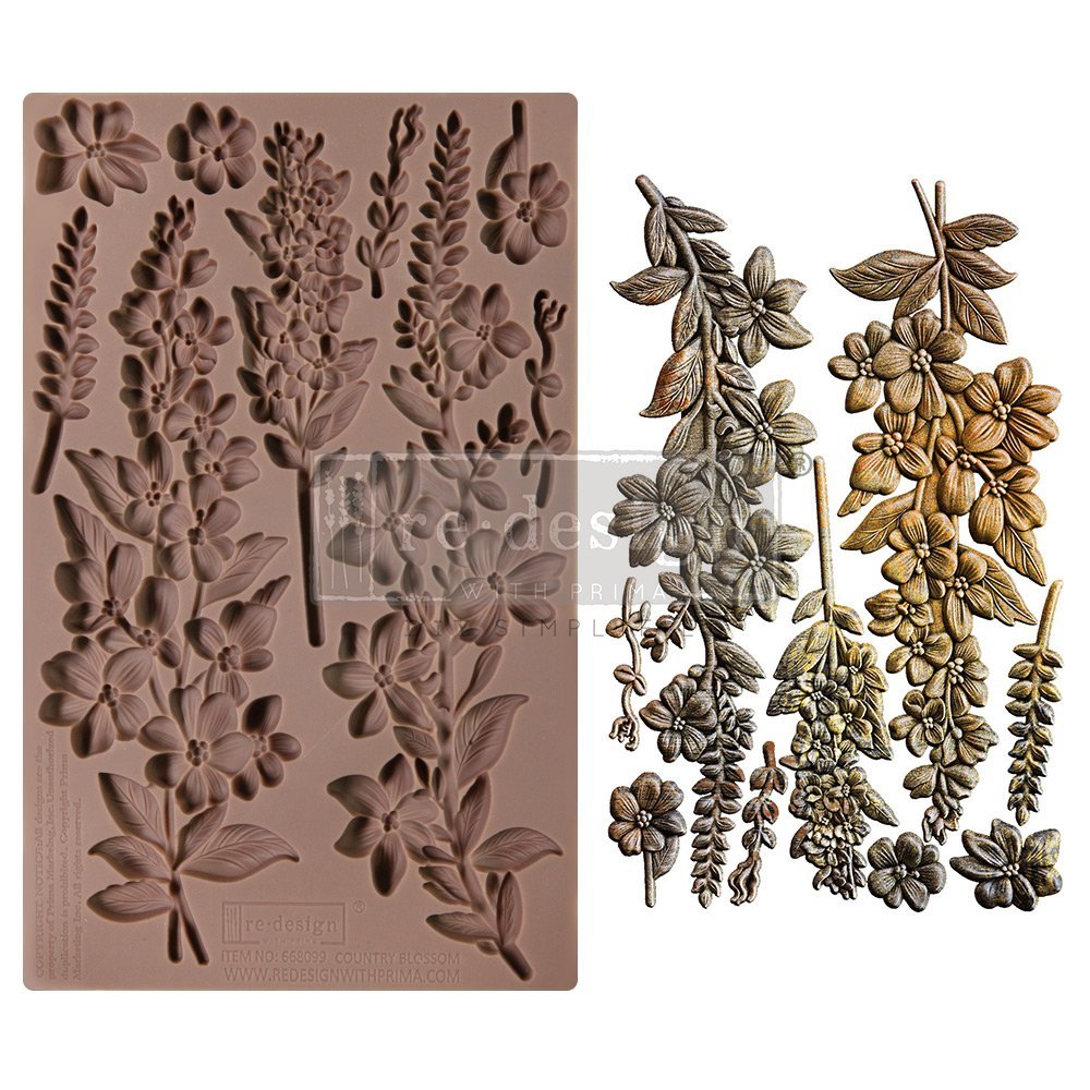 COUNTRY BLOSSOM Decor Mould Re-Design with Prima 8" x 5" - Moulds - Baillea's Interiors -