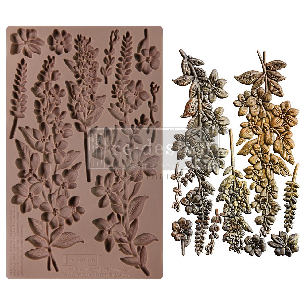 COUNTRY BLOSSOM Decor Mould Re-Design with Prima 8" x 5"