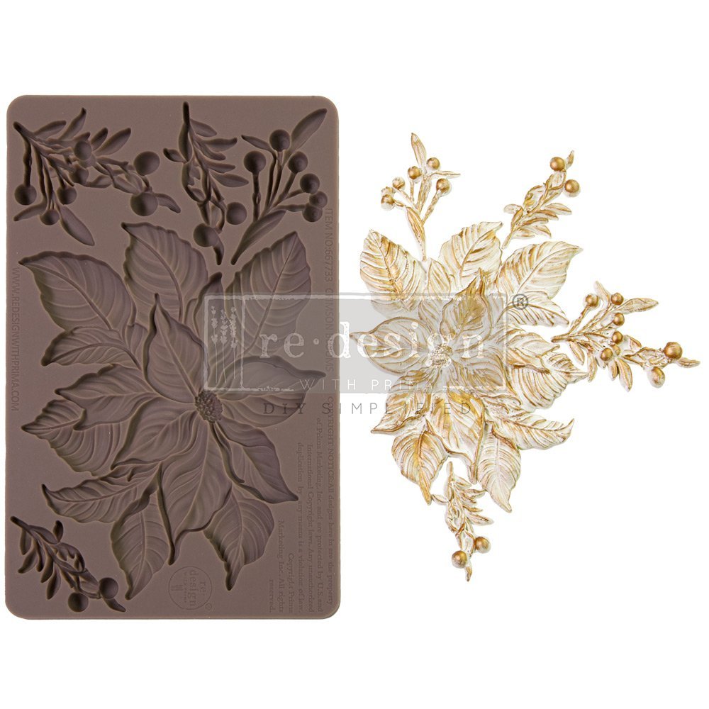 CRIMSON BLOOMS Decor Mould Re-Design with Prima 8" x 5" - Moulds - Baillea's Interiors -