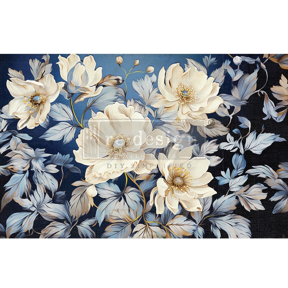 Decoupage Decor Tissue Paper - CERULEAN BLOOMS 1 - 49.5cm x 76.2cm - Re-Design with Prima - Decoupage - Baillea's Interiors -