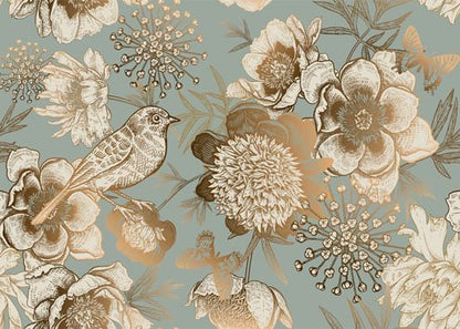 Foil Bird - Mint by Michelle Decoupage Paper - A3 and A1 sizes - Decoupage - Baillea's Interiors -