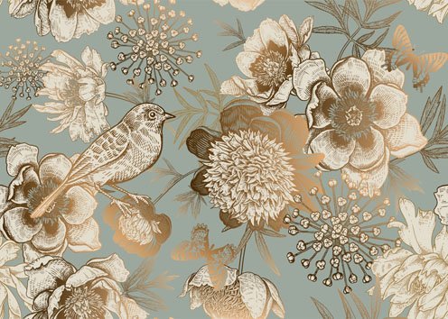 Foil Bird - Mint by Michelle Decoupage Paper - A3 and A1 sizes - Decoupage - Baillea's Interiors -