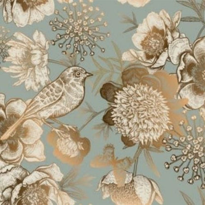 Foil Bird - Mint by Michelle Decoupage Paper - A3 and A1 sizes - Decoupage - Baillea's Interiors -