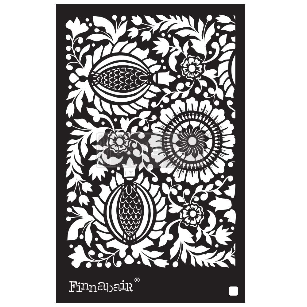 FOLK FLORALS Stencil 16.5cm x 28cm - Finnabair - Stencil - Baillea's Interiors -