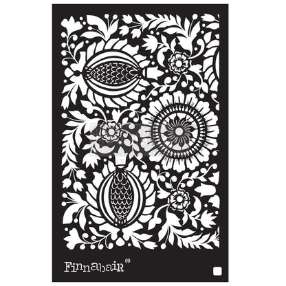 FOLK FLORALS Stencil 16.5cm x 28cm - Finnabair - Stencil - Baillea's Interiors -