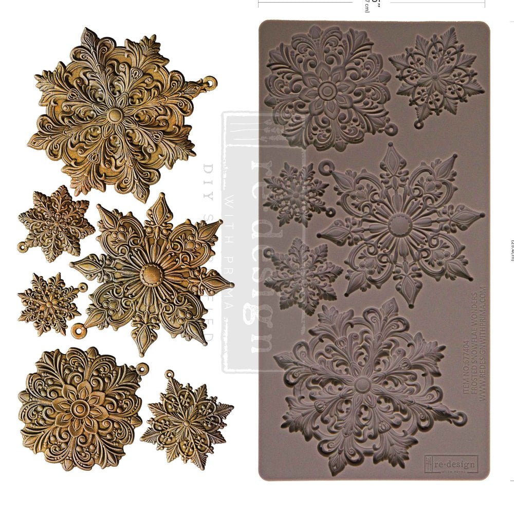 Frosted Snowflake Wonder Decor | Food | Craft Mould Re-Design with Prima 5" x 10" - Moulds - Baillea's Interiors -