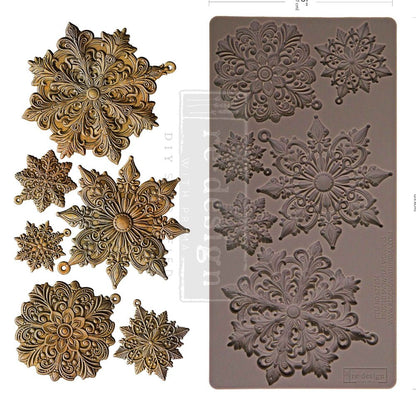 Frosted Snowflake Wonder Decor | Food | Craft Mould Re-Design with Prima 5" x 10" - Moulds - Baillea's Interiors -
