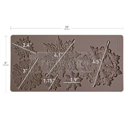 Frosted Snowflake Wonder Decor | Food | Craft Mould Re-Design with Prima 5" x 10" - Moulds - Baillea's Interiors -