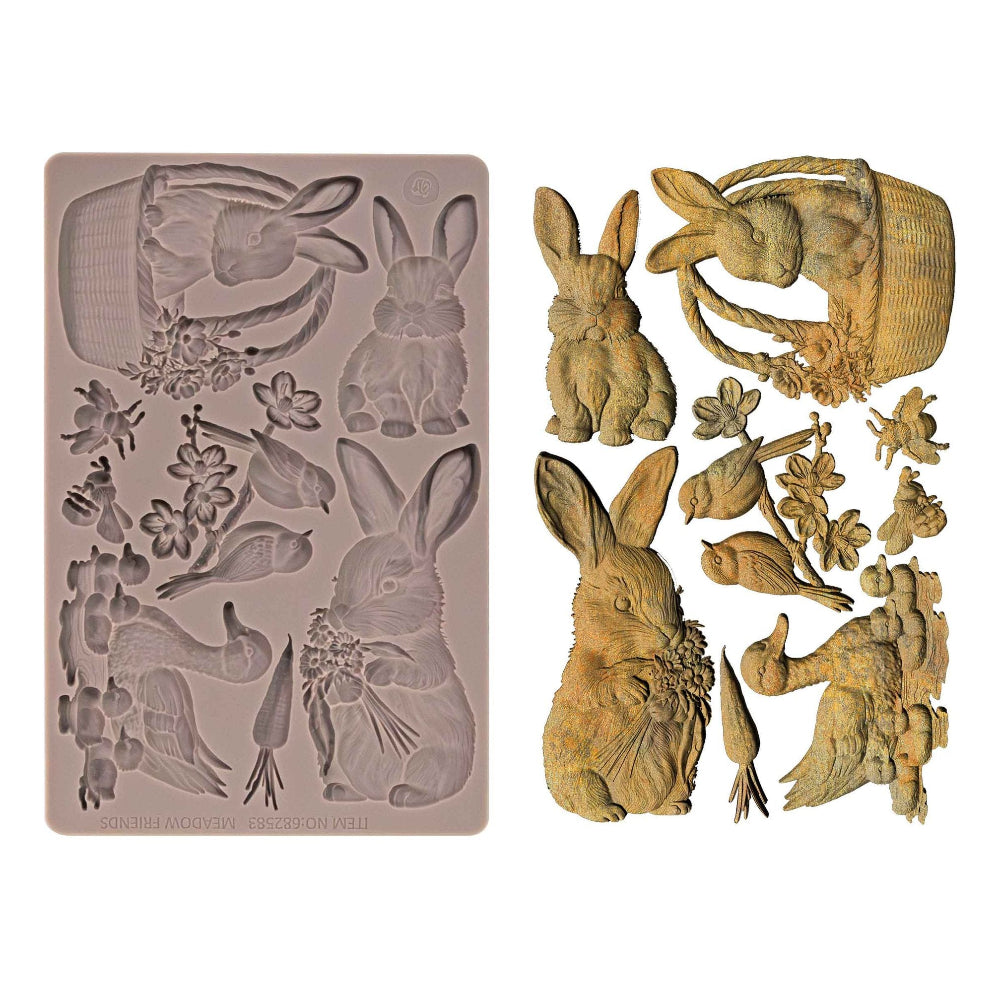 Garden Friends silicone mould, Among the Wildflowers by Prima Marketing, 5 x 8 inches