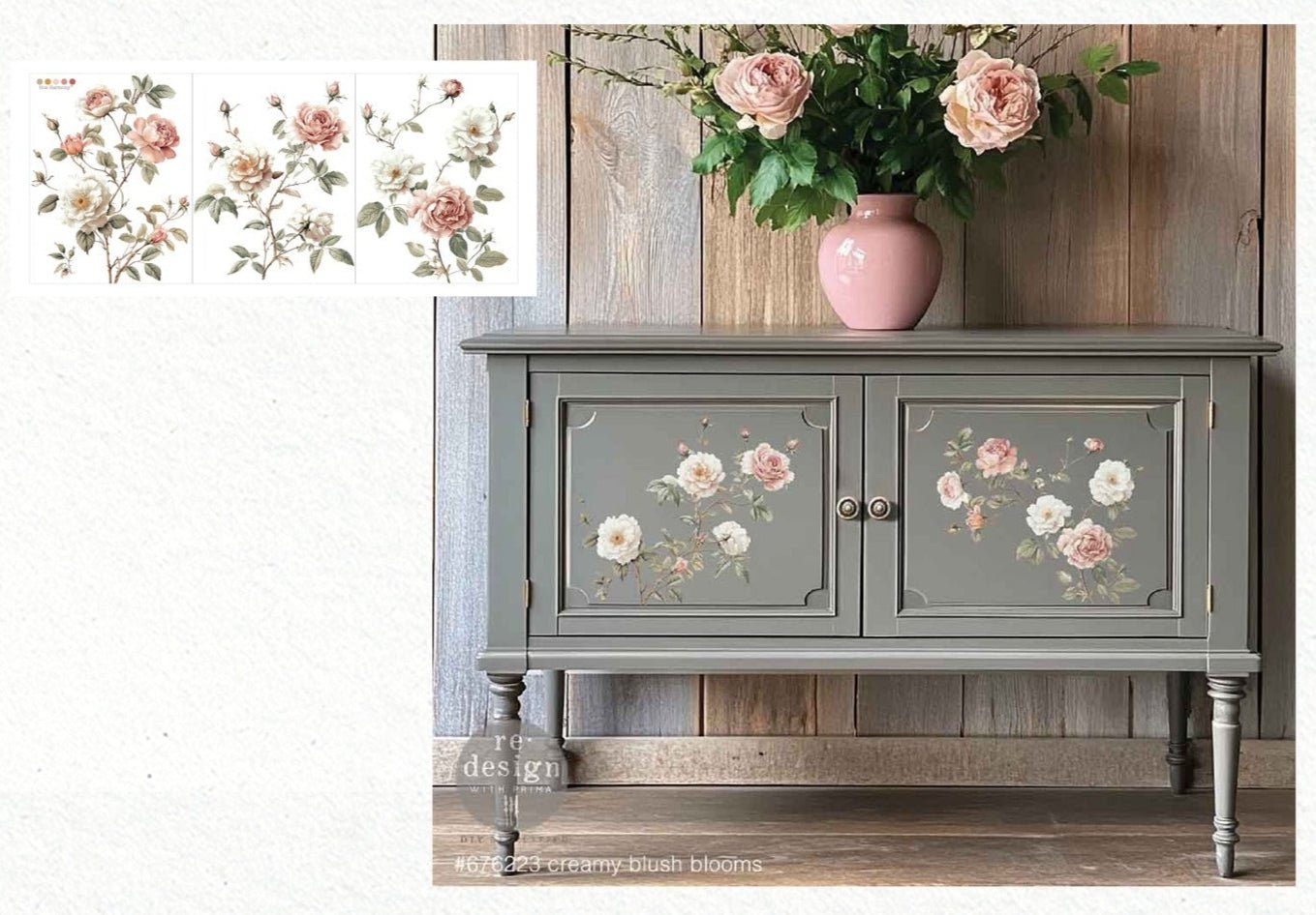 Gentle Symphony - 3 sheets - 21.5cm x 27.9cm each - Redesign Decor Transfer Decal - Furniture Transfer - Baillea's Interiors -