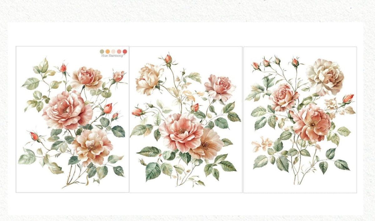 Gentle Symphony - 3 sheets - 21.5cm x 27.9cm each - Redesign Decor Transfer Decal - Furniture Transfer - Baillea's Interiors -