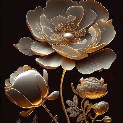 Golden Bloom II - Mint by Michelle Decoupage Paper - A3 and A1 sizes - Decoupage - Baillea's Interiors -