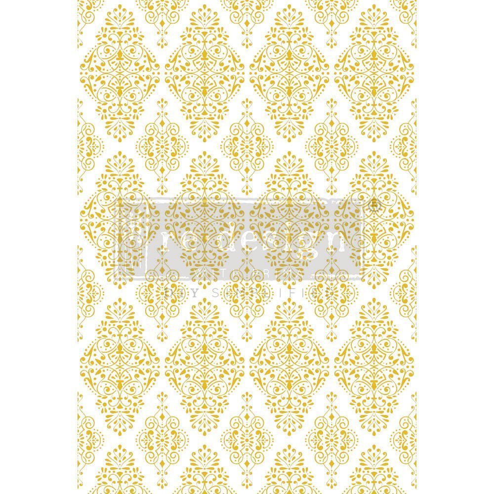 GOLDEN DAMASK - 24" x 35" - Redesign Decor Transfer Decal - Furniture Transfer - Baillea's Interiors -