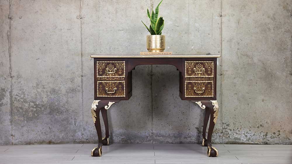 GOLDEN DAMASK - 24" x 35" - Redesign Decor Transfer Decal - Furniture Transfer - Baillea's Interiors -