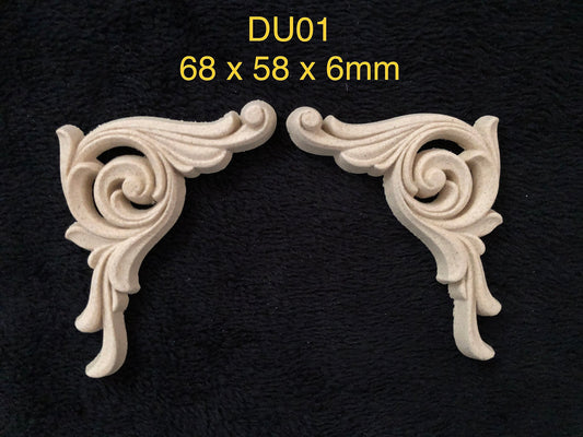 Heat Bendable Wood Pair of Corner Scrolls From Decocurve - DU01 - Moulding - Baillea's Interiors -