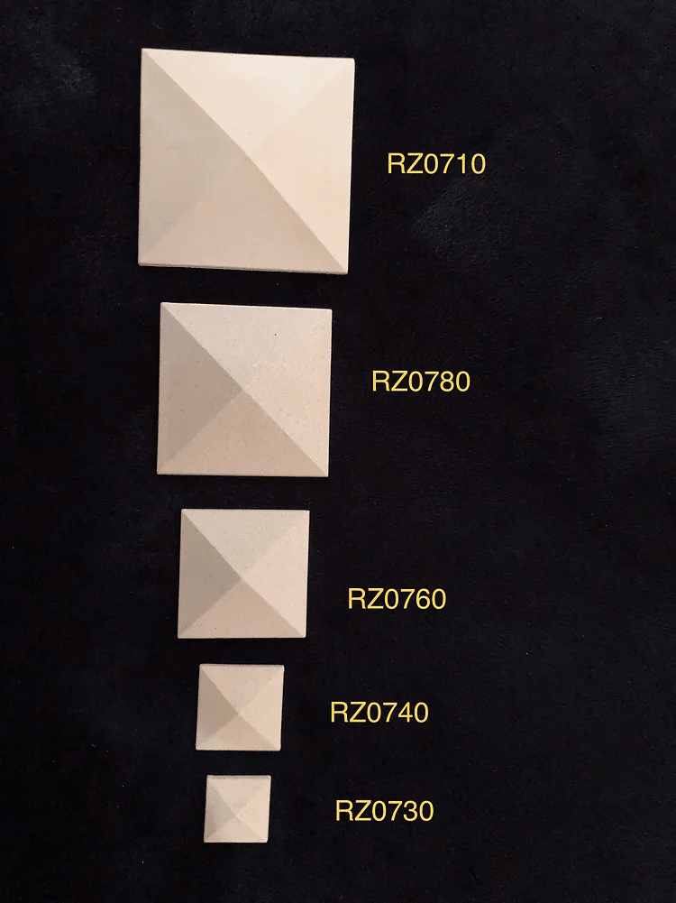 Heat Bendable Wood Pediments From Decocurve - Diamonds/Pyramid Button - Moulding - Baillea's Interiors -