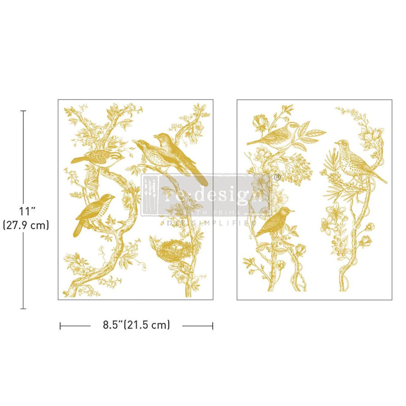 Kacha Golden Serenade - Gold - 2 sheets - 21.5cm x 27.9cm each - Redesign Decor Transfer Decal - Furniture Transfer - Baillea's Interiors -